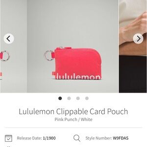 Lululemon Pink Clippable Card Pouch